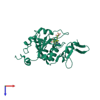 PDB entry 5h5f coloured by chain, top view.