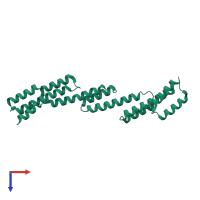 Monomeric assembly 1 of PDB entry 5h7b coloured by chemically distinct molecules, top view.