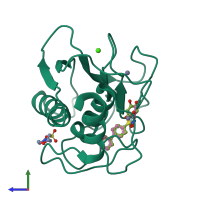 PDB entry 5h8x coloured by chain, side view.