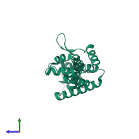 PDB entry 5hgo coloured by chain, side view.