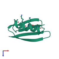 Monomeric assembly 5 of PDB entry 5hi1 coloured by chemically distinct molecules, top view.