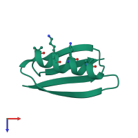 Monomeric assembly 6 of PDB entry 5hi1 coloured by chemically distinct molecules, top view.