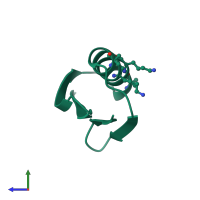 Monomeric assembly 8 of PDB entry 5hi1 coloured by chemically distinct molecules, side view.