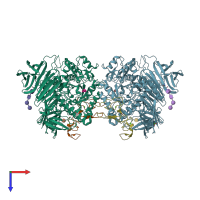 PDB entry 5hjo coloured by chain, top view.