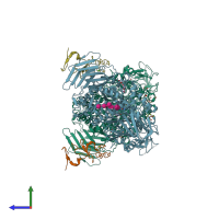 PDB entry 5hjr coloured by chain, side view.