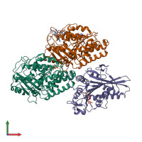 PDB entry 5hny coloured by chain, front view.
