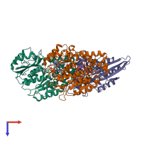 PDB entry 5hny coloured by chain, top view.