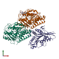 PDB entry 5hnz coloured by chain, front view.