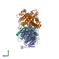 PDB entry 5hnz coloured by chain, side view.