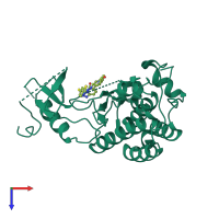 PDB entry 5ho6 coloured by chain, top view.