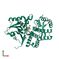 PDB entry 5hvn coloured by chain, front view.