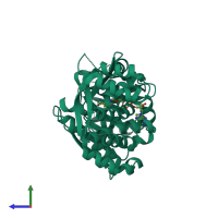PDB entry 5hvn coloured by chain, side view.