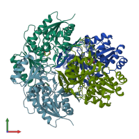 PDB entry 5hw0 coloured by chain, front view.