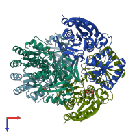 PDB entry 5hw0 coloured by chain, top view.