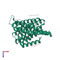 Uncharacterized membrane protein MJ0091 in PDB entry 5hxr, assembly 1, top view.