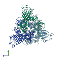 PDB entry 5i08 coloured by chain, side view.