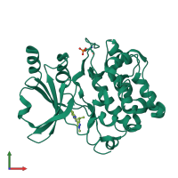 PDB entry 5i0b coloured by chain, front view.