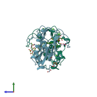 PDB entry 5i0l coloured by chain, side view.