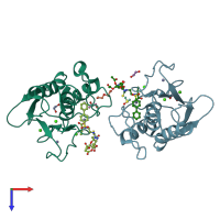 PDB entry 5i0l coloured by chain, top view.