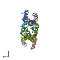 PDB entry 5i1p coloured by chain, side view.