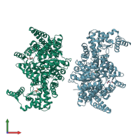 PDB entry 5i2a coloured by chain, front view.