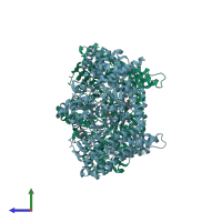 PDB entry 5i2a coloured by chain, side view.