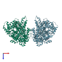 PDB entry 5i2a coloured by chain, top view.