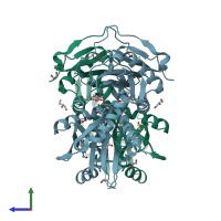 PDB entry 5i5v coloured by chain, side view.