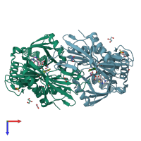 PDB entry 5i5v coloured by chain, top view.