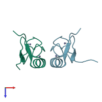 PDB entry 5i72 coloured by chain, top view.