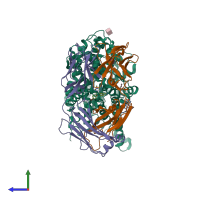 PDB entry 5i74 coloured by chain, side view.