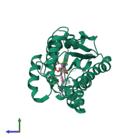 PDB entry 5i7s coloured by chain, side view.