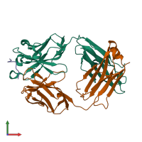 PDB entry 5i8c coloured by chain, front view.