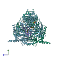 PDB entry 5i8q coloured by chain, side view.