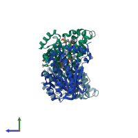PDB entry 5i9m coloured by chain, side view.