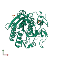 PDB entry 5i9s coloured by chain, front view.