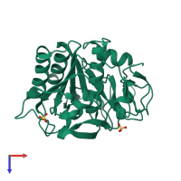 PDB entry 5i9s coloured by chain, top view.