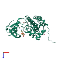 PDB entry 5i9w coloured by chain, top view.