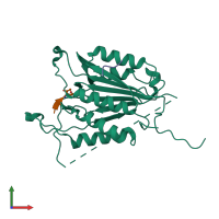 PDB entry 5iag coloured by chain, front view.