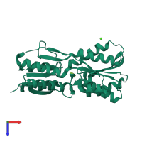 PDB entry 5ibq coloured by chain, top view.