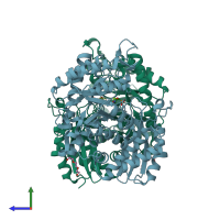 PDB entry 5idz coloured by chain, side view.