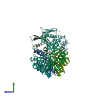 PDB entry 5ig5 coloured by chain, side view.