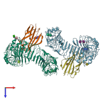 PDB entry 5ijb coloured by chain, top view.