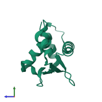 PDB entry 5ilu coloured by chain, side view.