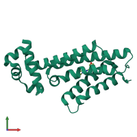 PDB entry 5ip6 coloured by chain, front view.