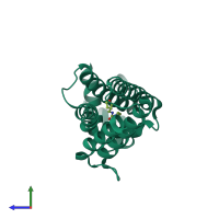 PDB entry 5ip6 coloured by chain, side view.