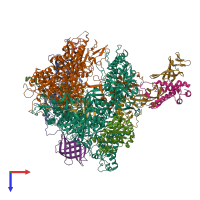 PDB entry 5ip9 coloured by chain, top view.