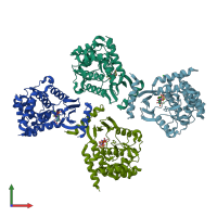 PDB entry 5iqa coloured by chain, front view.