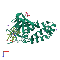 PDB entry 5iqx coloured by chain, top view.