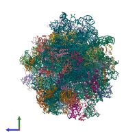 PDB entry 5it7 coloured by chain, side view.